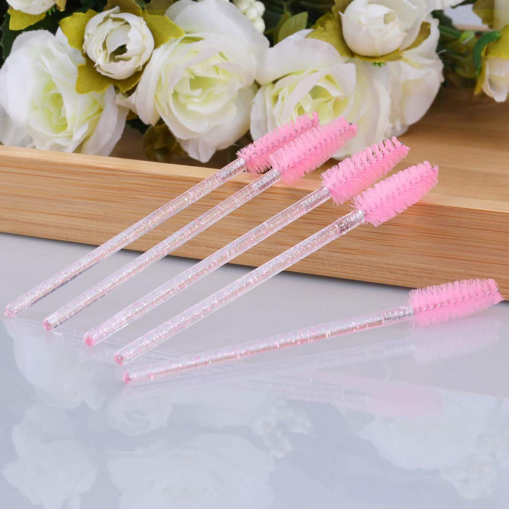100PCS Eyelash Mascara Brushes, Disposable Lash Spoolies, Crystal Eyelash Brush Makeup Kits for Eyelash Extensions and Eyebrow Brush
