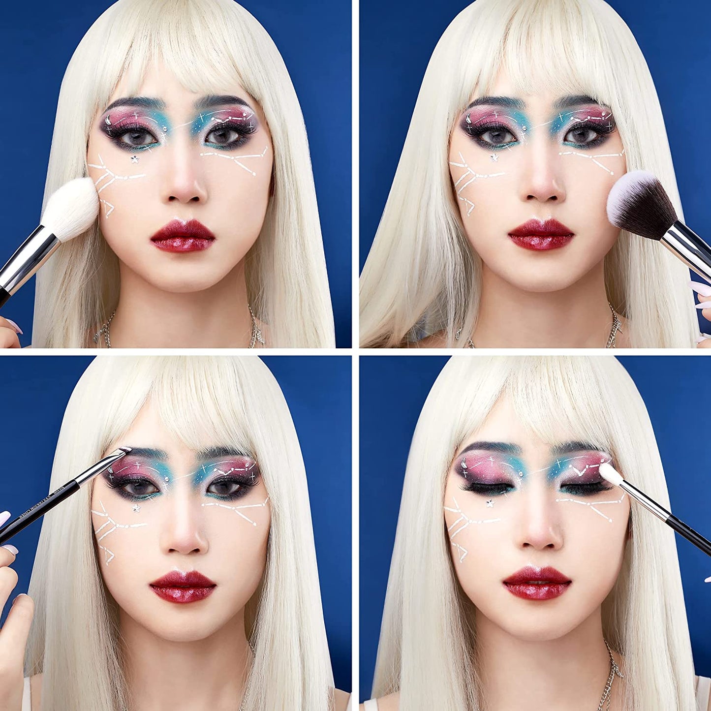 Jessup 25Pcs Professional Makeup Brush Set Foundation Powder Concealer Eyeshadow Blending Blush Highlighter Natural-Synthetic Hair Brushes (Black/Silver),T175