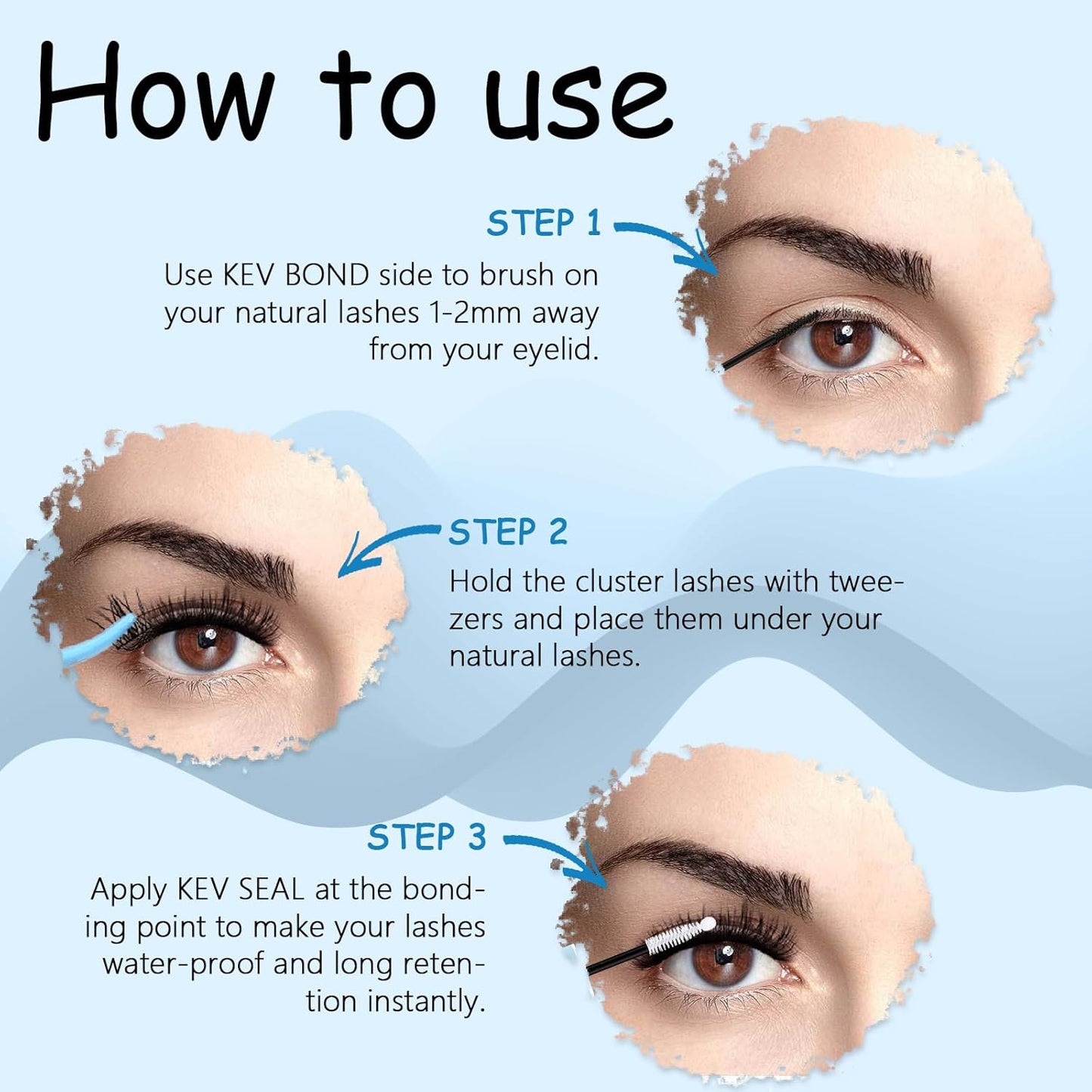 Lash Bond and Seal Waterproof Bond and Seal Lash Glue for Lash Clusters Mascara Wand Cluster Lash Glue Eyelash Bond and Seal Strong Hold for 72 Hours Avoid Stickiness (5Ml+5Ml)