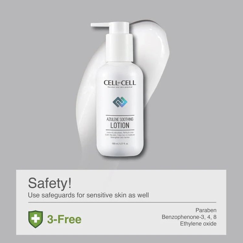 CELLBYCELL Azulene Soothing Lotion - Lightweight Formula for Restoring Skin's Natural Balance, Softness, and Smoothness - 150ml