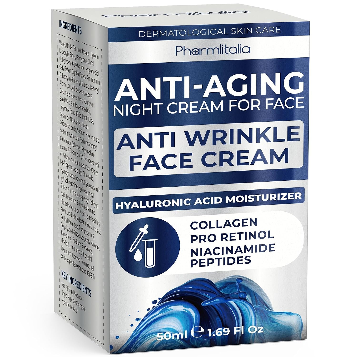 Pharmlitalia Instant Face Lift Cream for Women - Wrinkle Cream for Deep Wrinkles - Face Moisturizer for Women Dry Skin - Night Cream Anti Aging - 1.69 Fl Oz