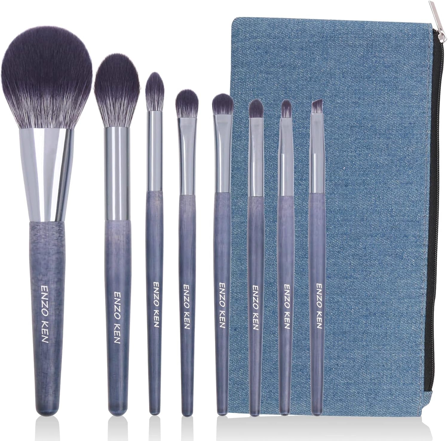 ENZO KEN Natural Hair Makeup Brush Set Professional, Fox Hair Makeup Brushes Set with Case, Gold Cosmetic Brushes Makeup Set, Natural Makeup Brushes, Natural Hair Make up Brushes Set Professional.
