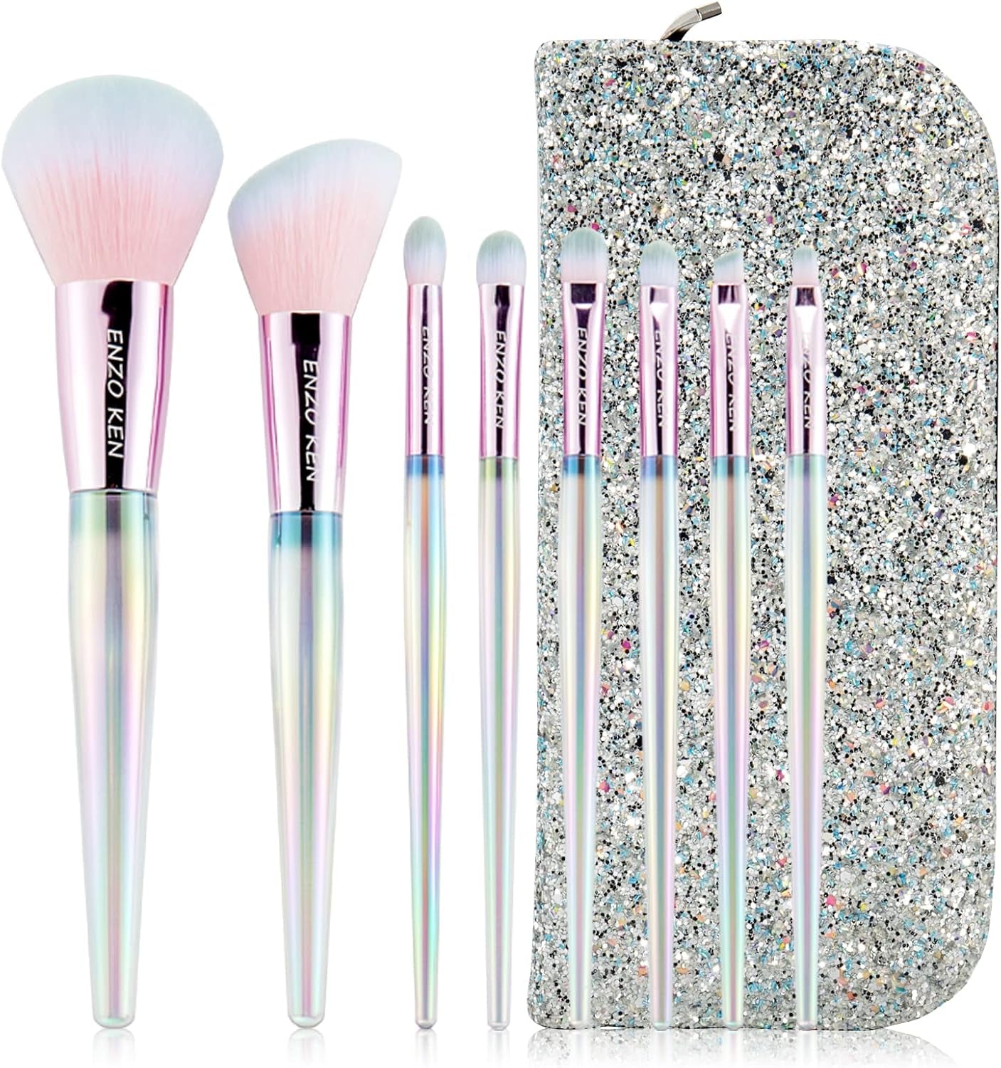 ENZO KEN Natural Hair Makeup Brush Set Professional, Fox Hair Makeup Brushes Set with Case, Gold Cosmetic Brushes Makeup Set, Natural Makeup Brushes, Natural Hair Make up Brushes Set Professional.