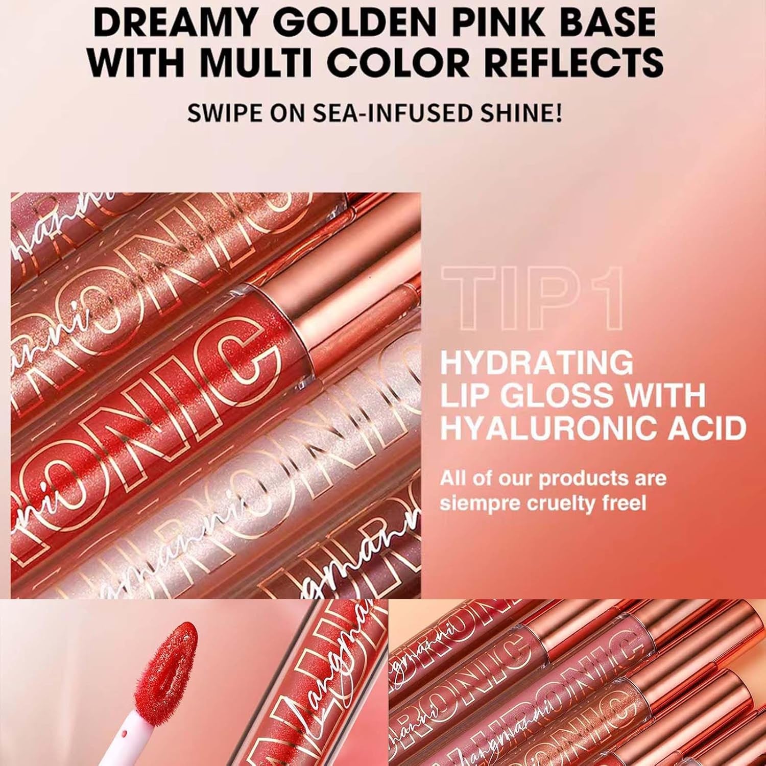 Nude Brown Plumping Glitter Lip Gloss - High Pigment, Long Lasting, Moisturizing Shine for Women & Girls (02#)