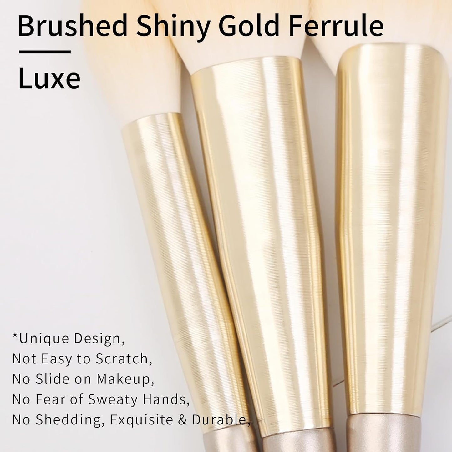 ENZO KEN Natural Hair Makeup Brush Set Professional, Fox Hair Makeup Brushes Set with Case, Gold Cosmetic Brushes Makeup Set, Natural Makeup Brushes, Natural Hair Make up Brushes Set Professional.