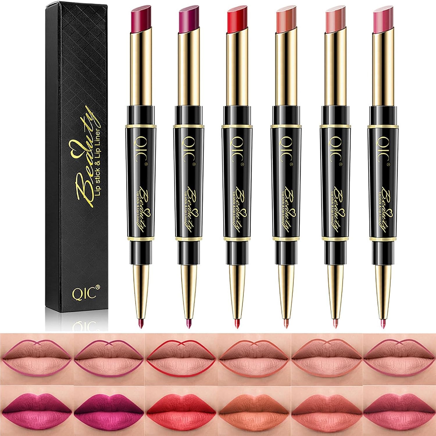 Ultimate 6-Piece Lip Liner & Lipstick Set - Vibrant Colors for Every Occasion!