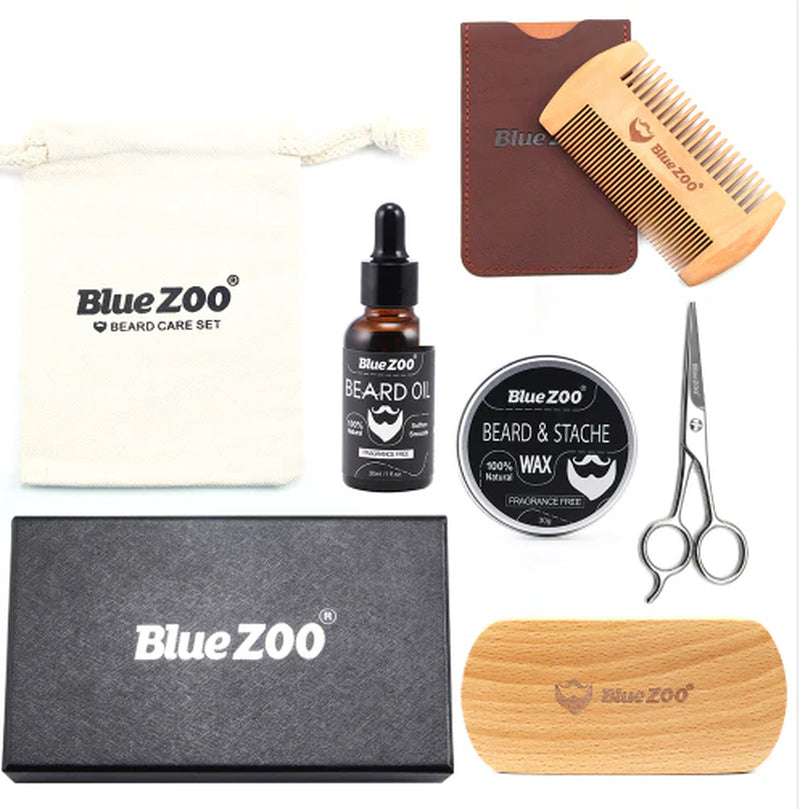 Dark Ocean Beard Kit Beard Balm Styling Wax Dual Comb Pouch Mini Shears 7-Piece Bundle