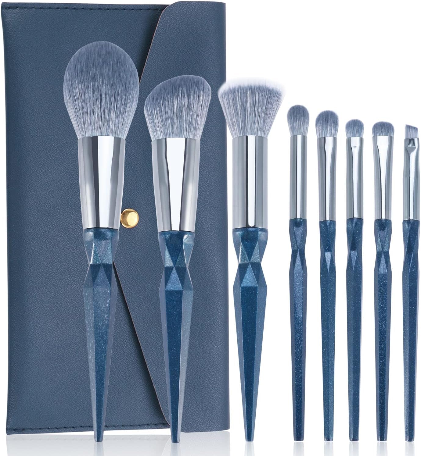 ENZO KEN Natural Hair Makeup Brush Set Professional, Fox Hair Makeup Brushes Set with Case, Gold Cosmetic Brushes Makeup Set, Natural Makeup Brushes, Natural Hair Make up Brushes Set Professional.