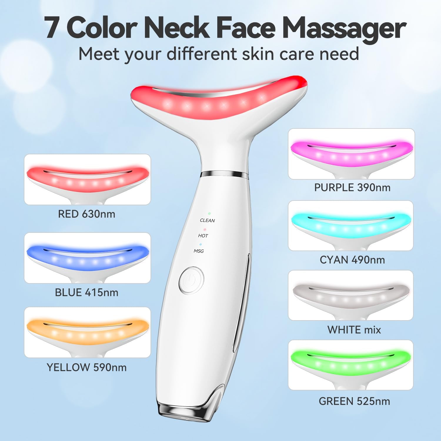 Neck Face Beauty Device, Skin Care Face Massage,3 in 1 Facial Massager, Face Sculpting Tool with Thermals, Vibration (White)