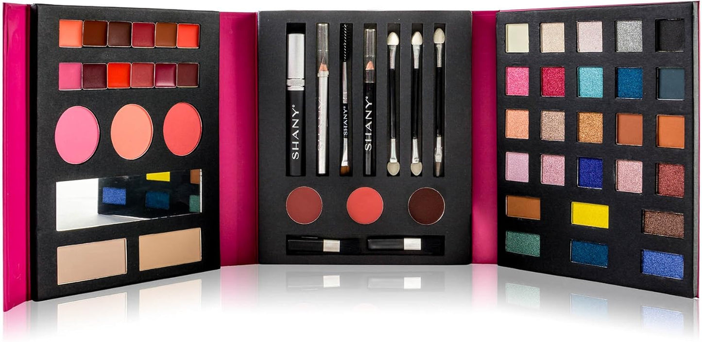 SHANY Beauty Book Makeup Kit All in One Travel Makeup Set - 35 Colors Eye Shadow, Eye Brow Makeup, Makeup Blushes, Powder Palette,10 Lip Colors, Eyeliner Pens & Makeup Mirror - Holiday Makeup Gift