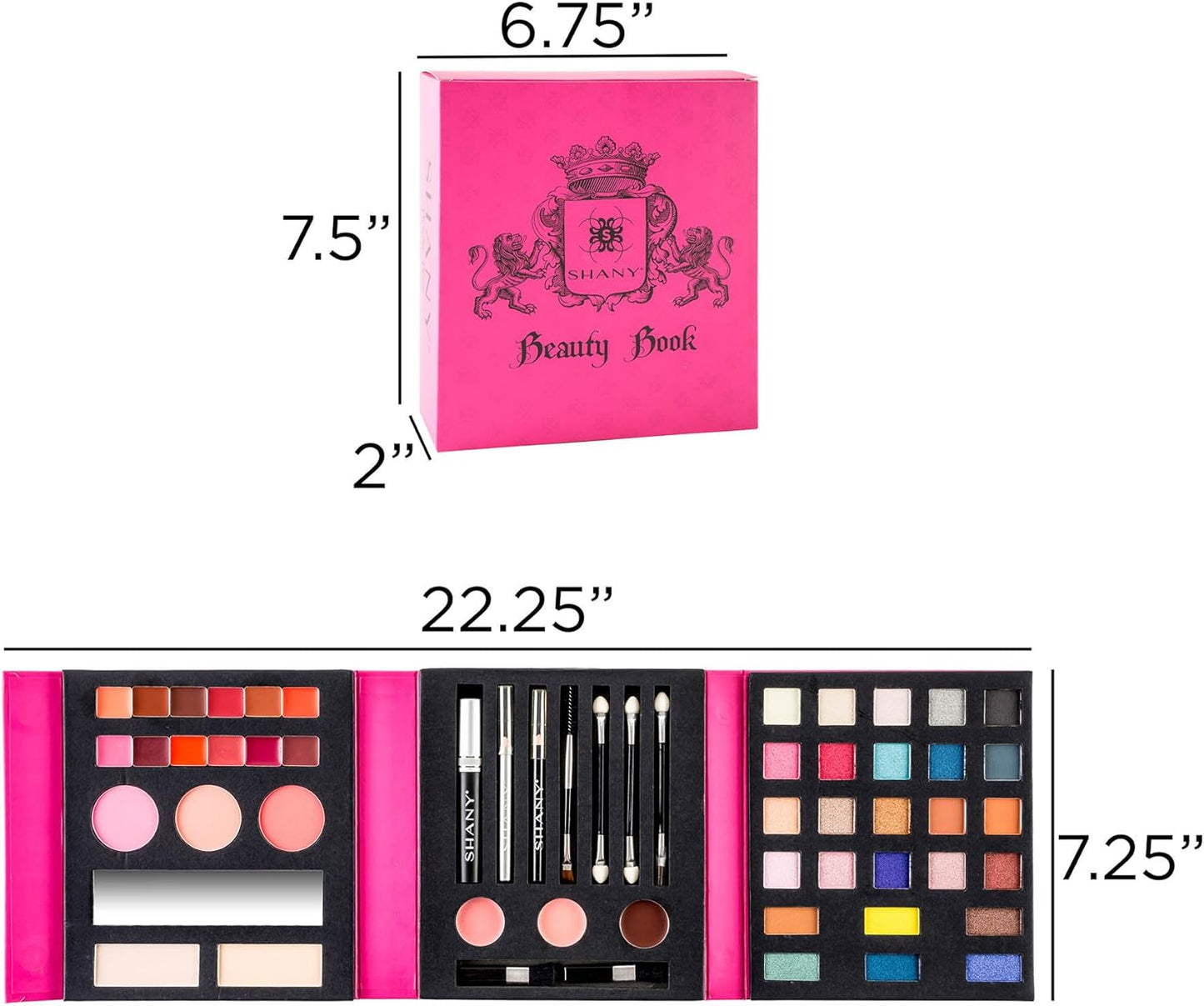 SHANY Beauty Book Makeup Kit All in One Travel Makeup Set - 35 Colors Eye Shadow, Eye Brow Makeup, Makeup Blushes, Powder Palette,10 Lip Colors, Eyeliner Pens & Makeup Mirror - Holiday Makeup Gift