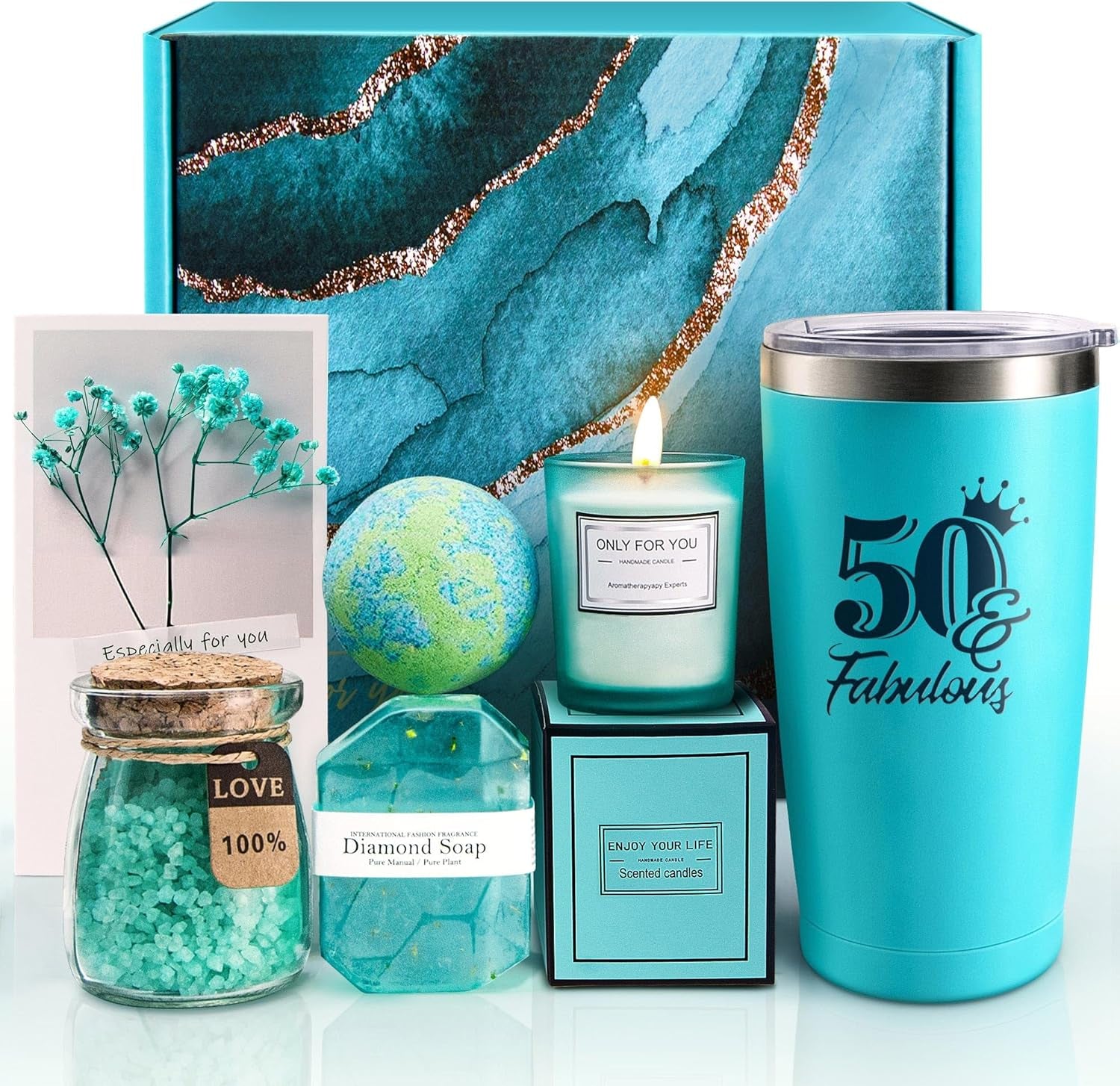 50Th Birthday Gifts for Her, Happy 50Th Birthday Basket Gifts Box for Women Grandma Mom Wife Sister Best Friend Coworker Bestie, 50 Year Old Birthday Gifts for Women