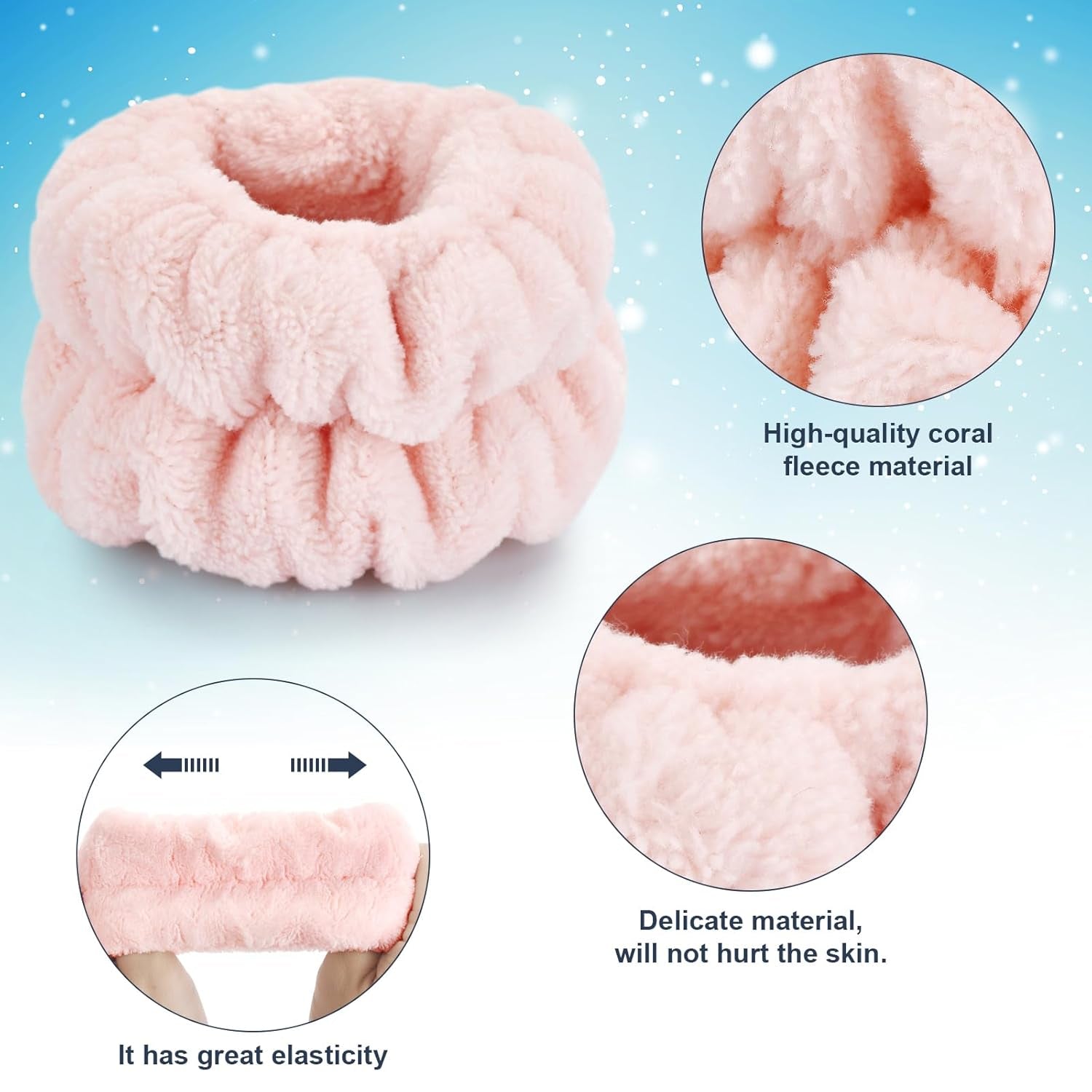 2 Pcs Wrist Bands for Washing Face-, Microfiber Wrist Towels for Washing Face, Spa Wristbands for Washing Face, Face Wash Wristbands, Arm Bands for Washing Face for Woman Children（Pale Pink）