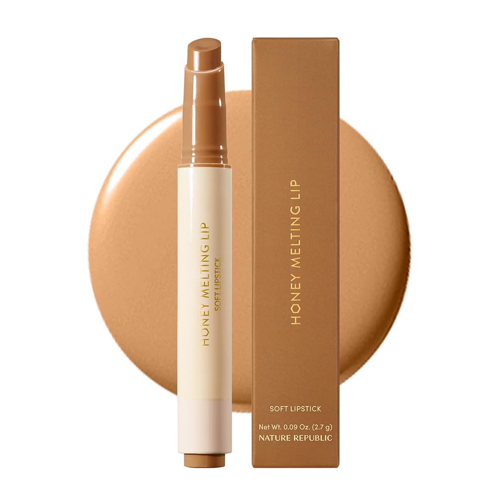 Nature Republic Honey Melting Lip Stick in Lychee - Hydrating Gloss, Moisturizing Balm, Sheer Tint with Shine & Glowy Finish - Korean Makeup Essential