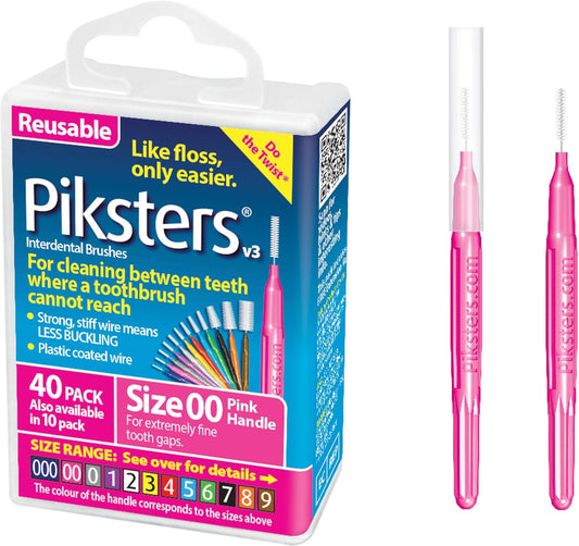 Interdental Brushes (40 Pack, Size 00 (Pink))