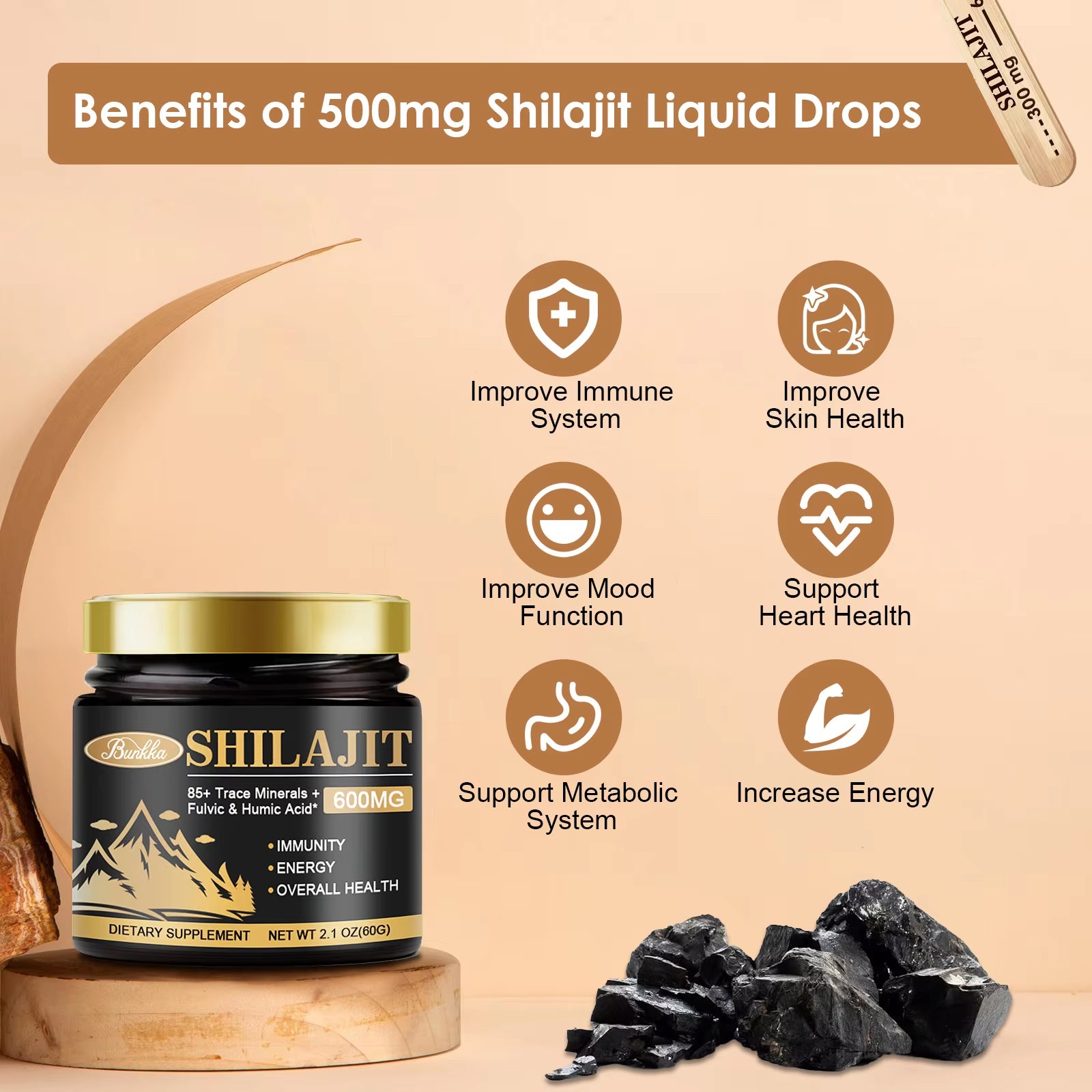 100% Pure Natural Original Shilajit Resin Himalaya Support Hormone Balance for Men & Women Support Immunity,Heart & Skin Health