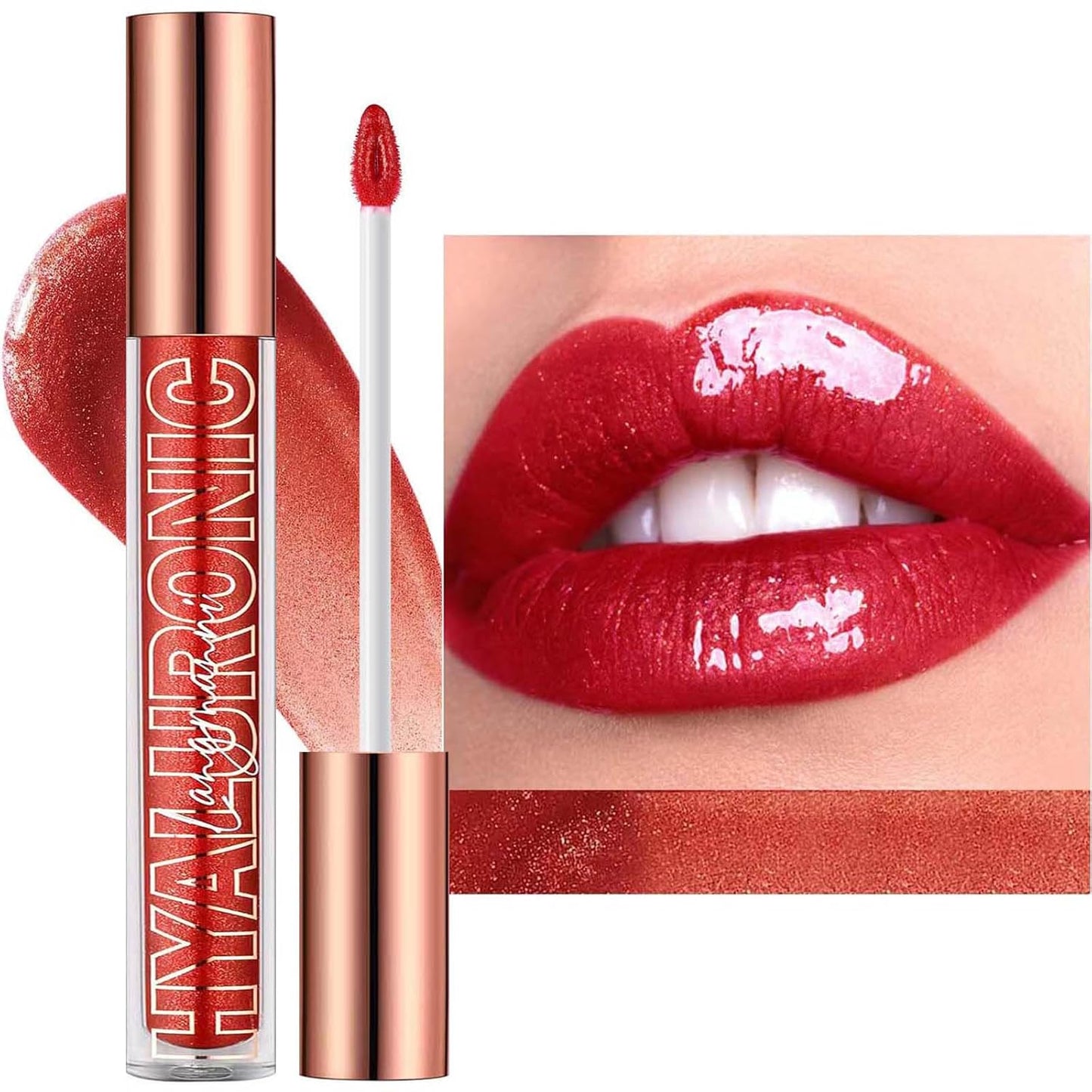 Nude Brown Plumping Glitter Lip Gloss - High Pigment, Long Lasting, Moisturizing Shine for Women & Girls (02#)