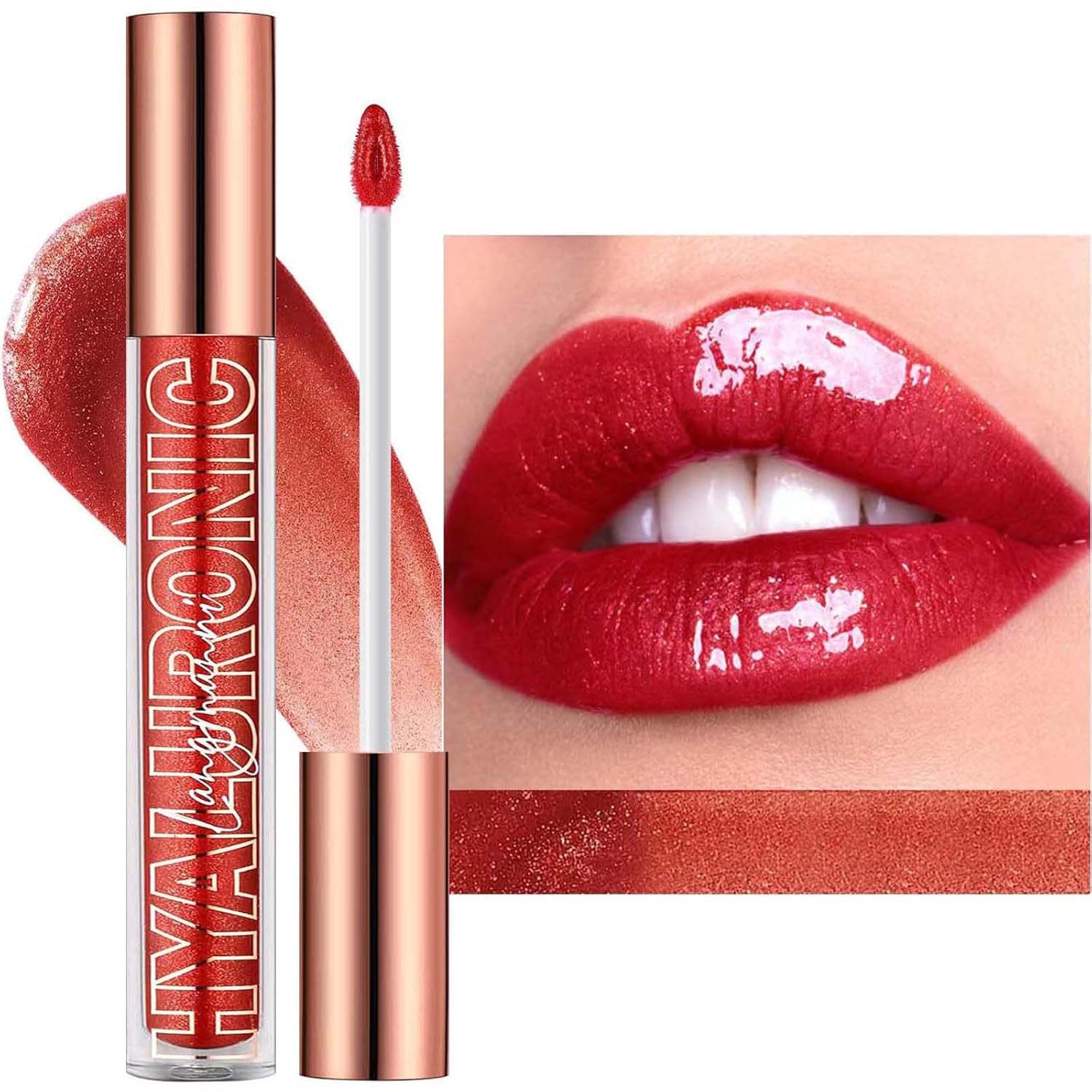 Nude Brown Plumping Glitter Lip Gloss - High Pigment, Long Lasting, Moisturizing Shine for Women & Girls (02#)