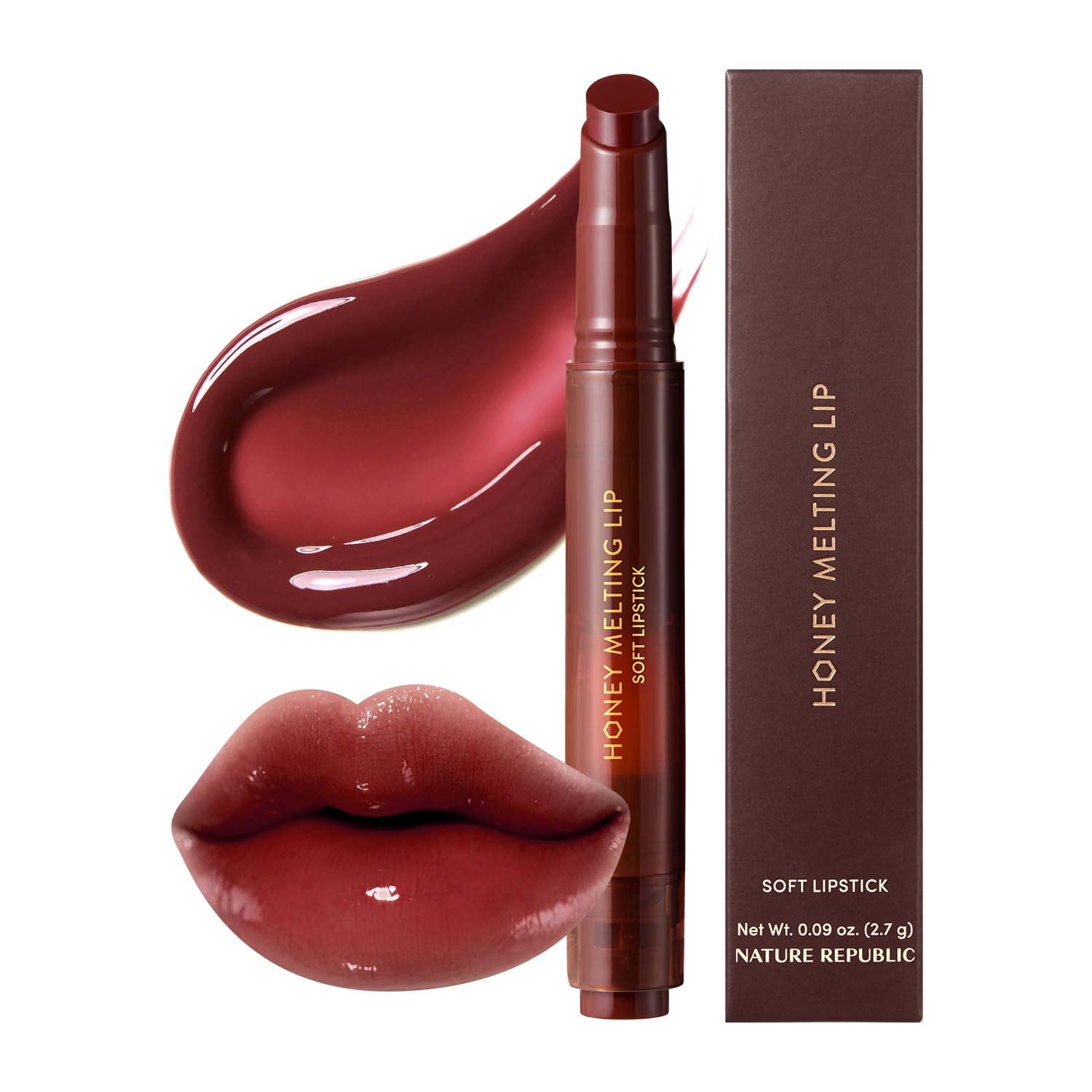 Nature Republic Honey Melting Lip Stick in Lychee - Hydrating Gloss, Moisturizing Balm, Sheer Tint with Shine & Glowy Finish - Korean Makeup Essential