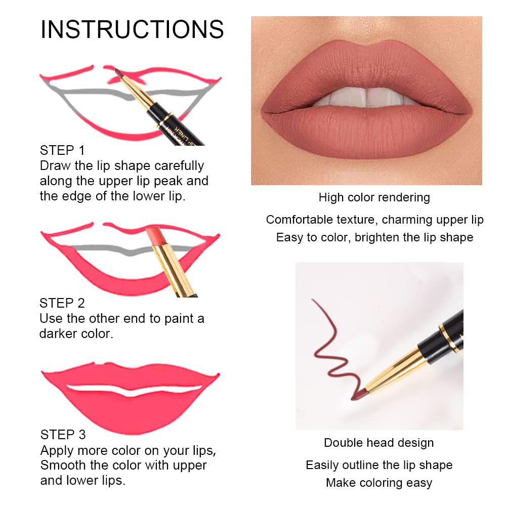 Six matte lipsticks with matching lip liners in nude and rose shades