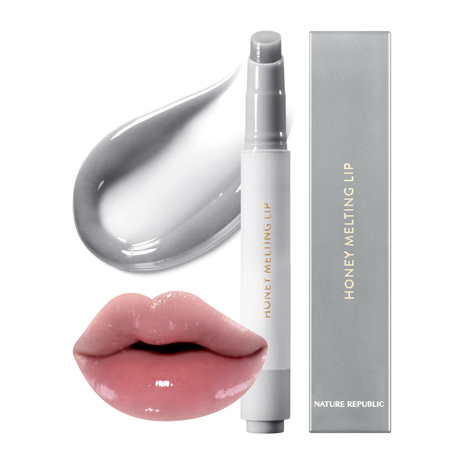 Nature Republic Honey Melting Lip Stick in Lychee - Hydrating Gloss, Moisturizing Balm, Sheer Tint with Shine & Glowy Finish - Korean Makeup Essential