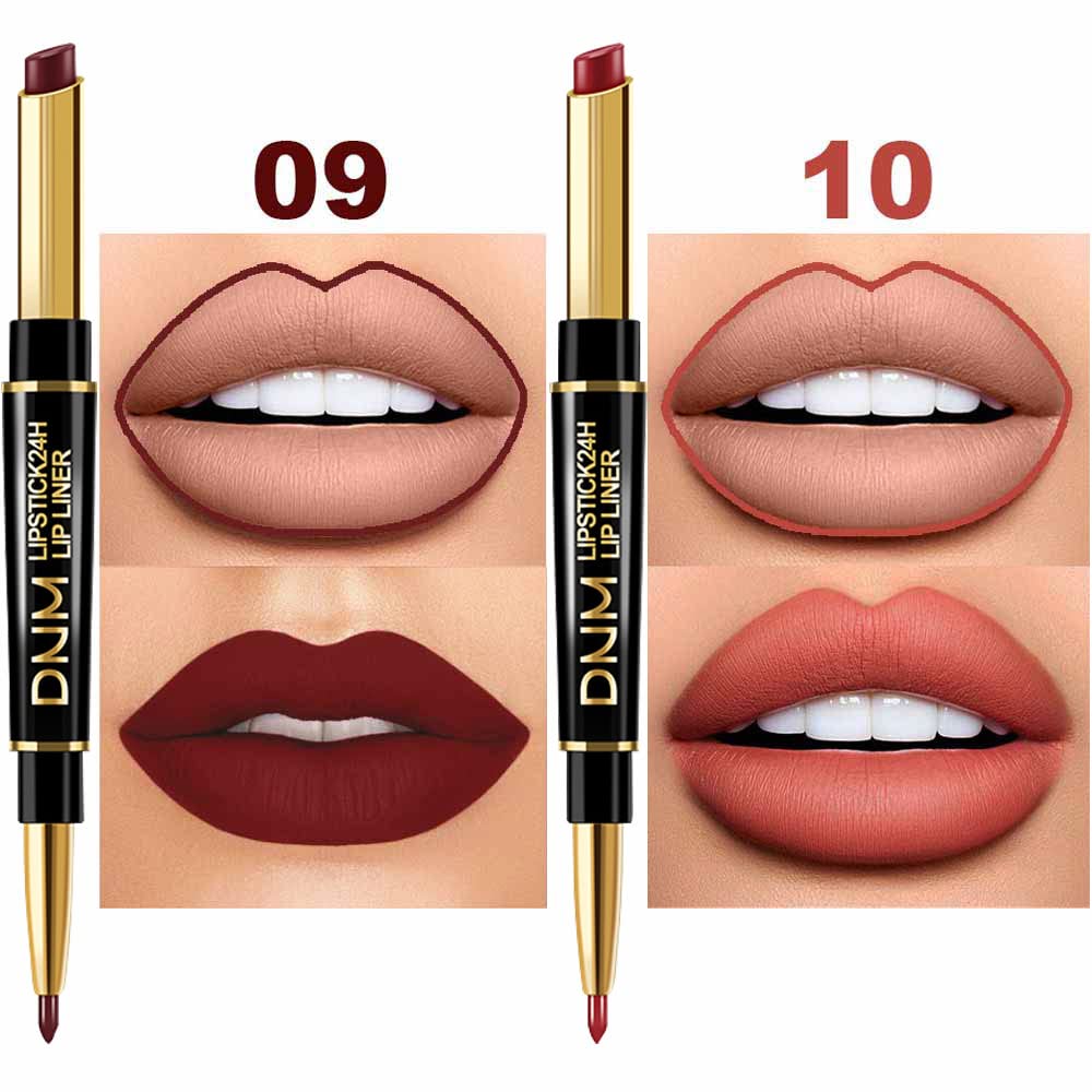 Six matte lipsticks with matching lip liners in nude and rose shades