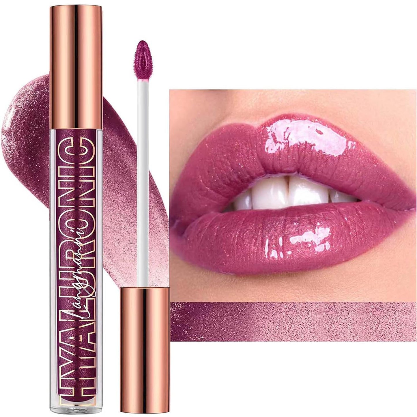 Nude Brown Plumping Glitter Lip Gloss - High Pigment, Long Lasting, Moisturizing Shine for Women & Girls (02#)