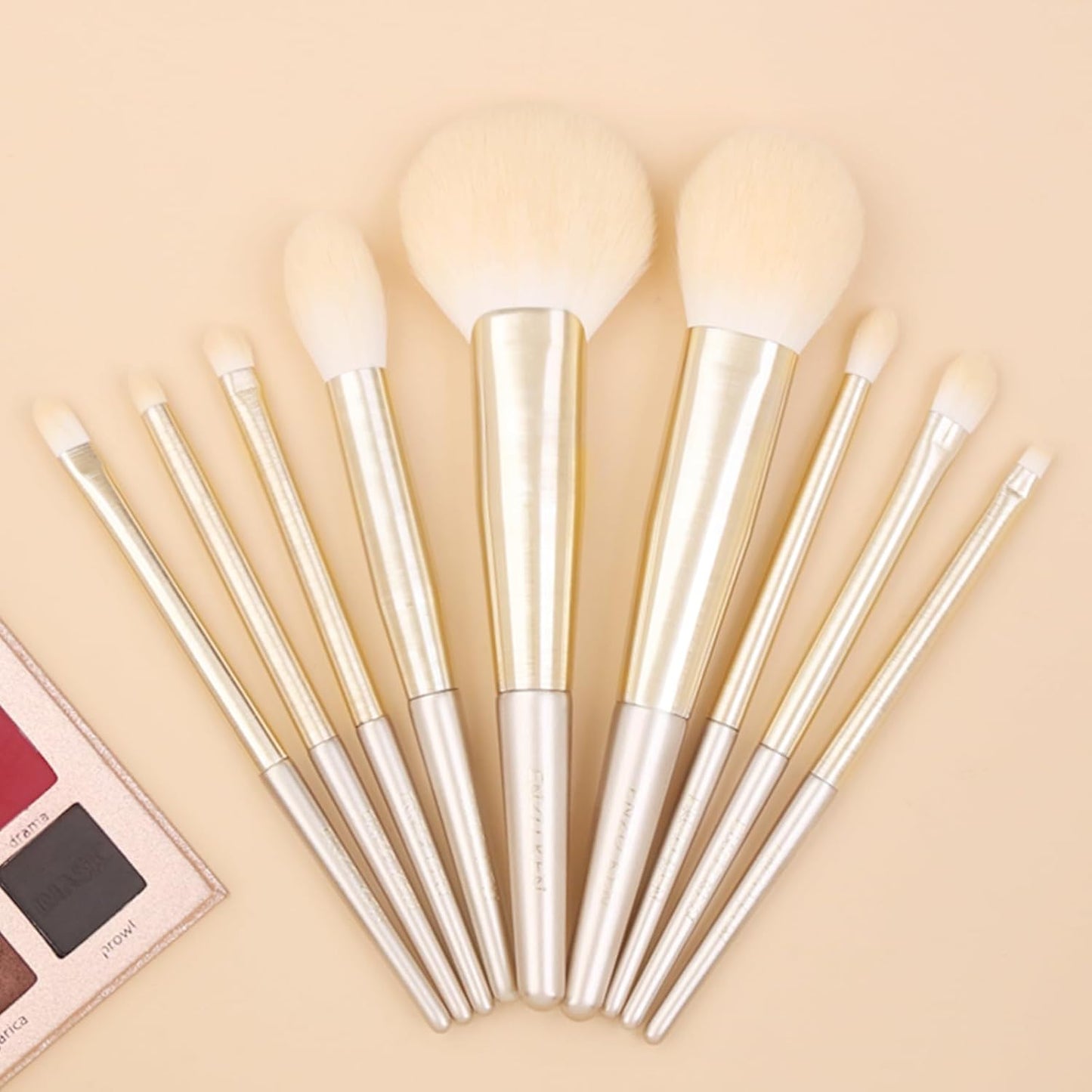 ENZO KEN Natural Hair Makeup Brush Set Professional, Fox Hair Makeup Brushes Set with Case, Gold Cosmetic Brushes Makeup Set, Natural Makeup Brushes, Natural Hair Make up Brushes Set Professional.
