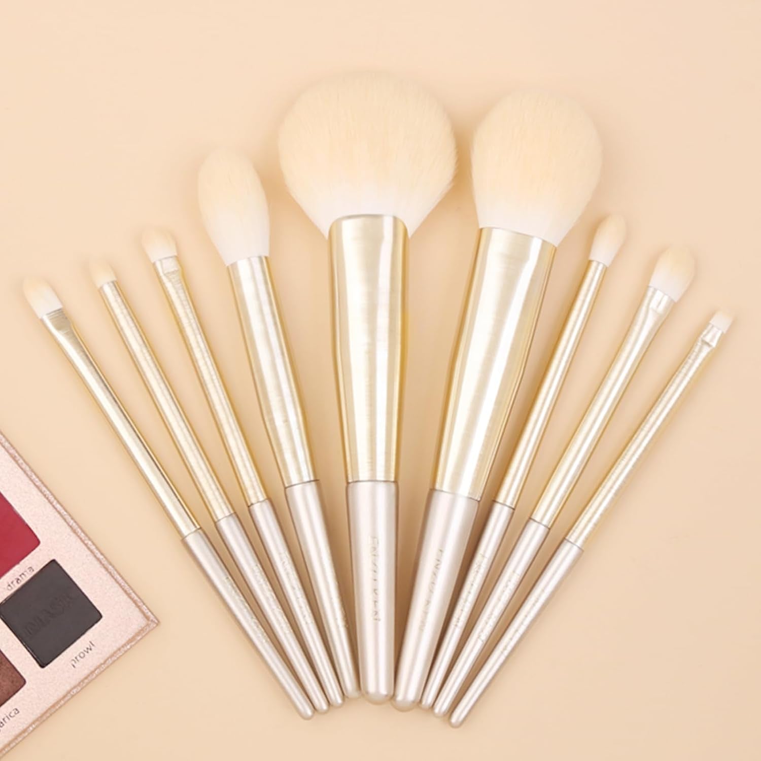 ENZO KEN Natural Hair Makeup Brush Set Professional, Fox Hair Makeup Brushes Set with Case, Gold Cosmetic Brushes Makeup Set, Natural Makeup Brushes, Natural Hair Make up Brushes Set Professional.
