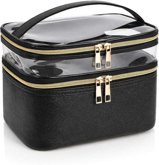 Travel Makeup Bag Makeup Organizer Bag Cosmetic Bag Makeup Bags for Women Cosmetics Cases Portable Waterproof Foldable Black