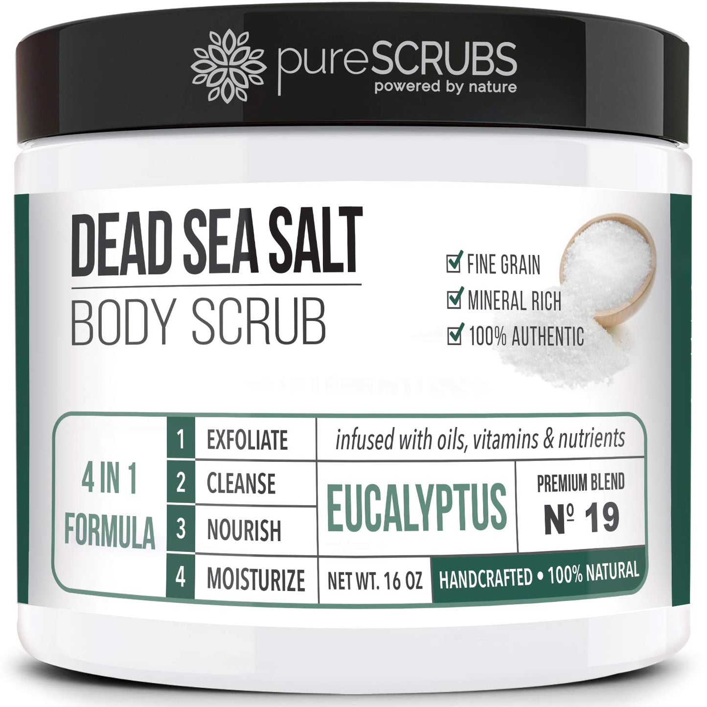Purescrubs Premium Coconut Body Scrub Set - Large 16Oz Dead Sea Salt Body Scrub with Infused Essential Oils & Nutrients, Includes Wooden Spoon, Loofah & Oatmeal Exfoliating Bar Soap