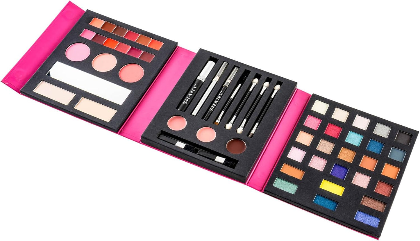 SHANY Beauty Book Makeup Kit All in One Travel Makeup Set - 35 Colors Eye Shadow, Eye Brow Makeup, Makeup Blushes, Powder Palette,10 Lip Colors, Eyeliner Pens & Makeup Mirror - Holiday Makeup Gift