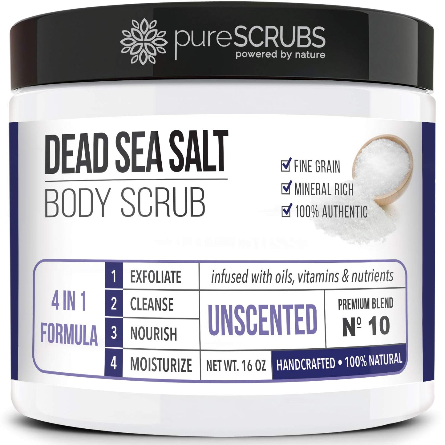 Purescrubs Premium Coconut Body Scrub Set - Large 16Oz Dead Sea Salt Body Scrub with Infused Essential Oils & Nutrients, Includes Wooden Spoon, Loofah & Oatmeal Exfoliating Bar Soap