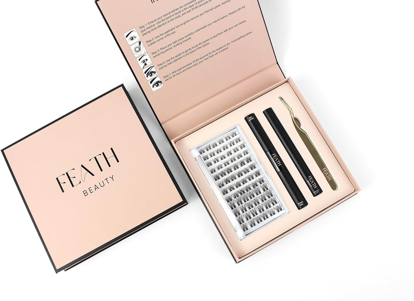 DIY Lash Kit with 72 Premium Lash Clusters, 2-In-1 Bond & Sealer, Remover, Precision Tweezers
