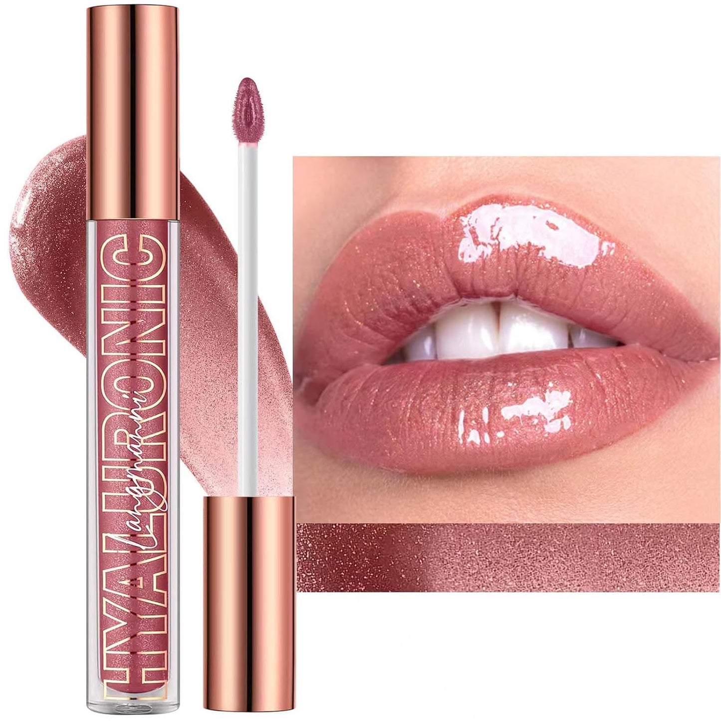 Nude Brown Plumping Glitter Lip Gloss - High Pigment, Long Lasting, Moisturizing Shine for Women & Girls (02#)