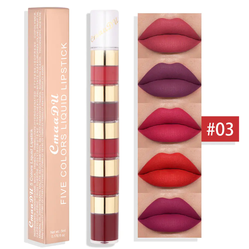 Waterproof 5 Color Matte Lip Gloss with Bamboo Joint