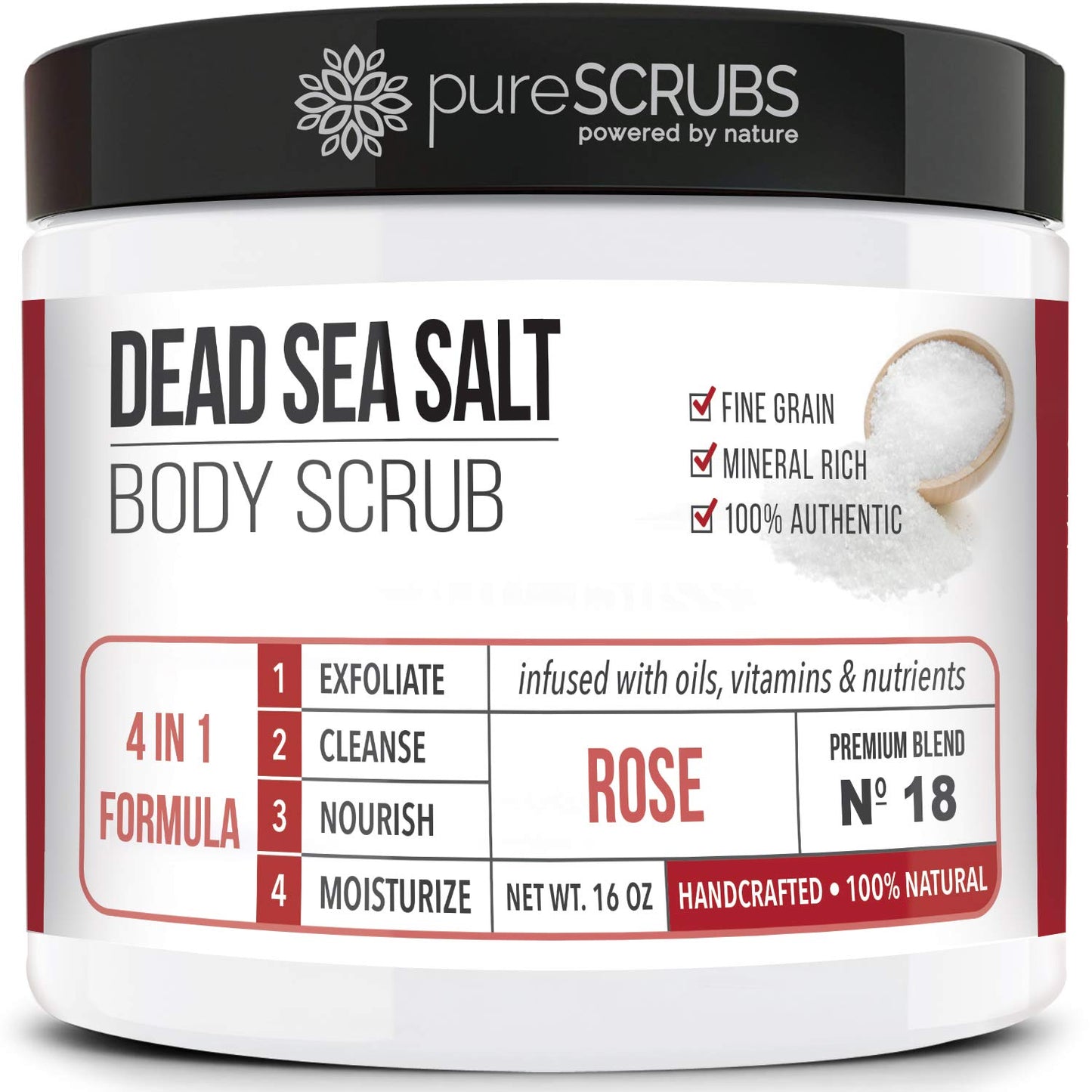 Purescrubs Premium Coconut Body Scrub Set - Large 16Oz Dead Sea Salt Body Scrub with Infused Essential Oils & Nutrients, Includes Wooden Spoon, Loofah & Oatmeal Exfoliating Bar Soap