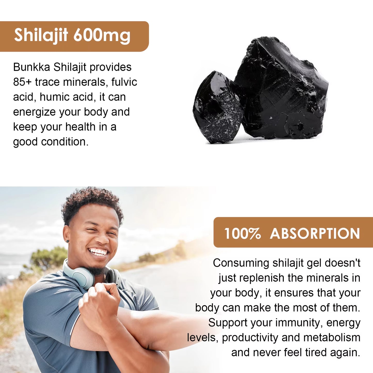 100% Pure Natural Original Shilajit Resin Himalaya Support Hormone Balance for Men & Women Support Immunity,Heart & Skin Health
