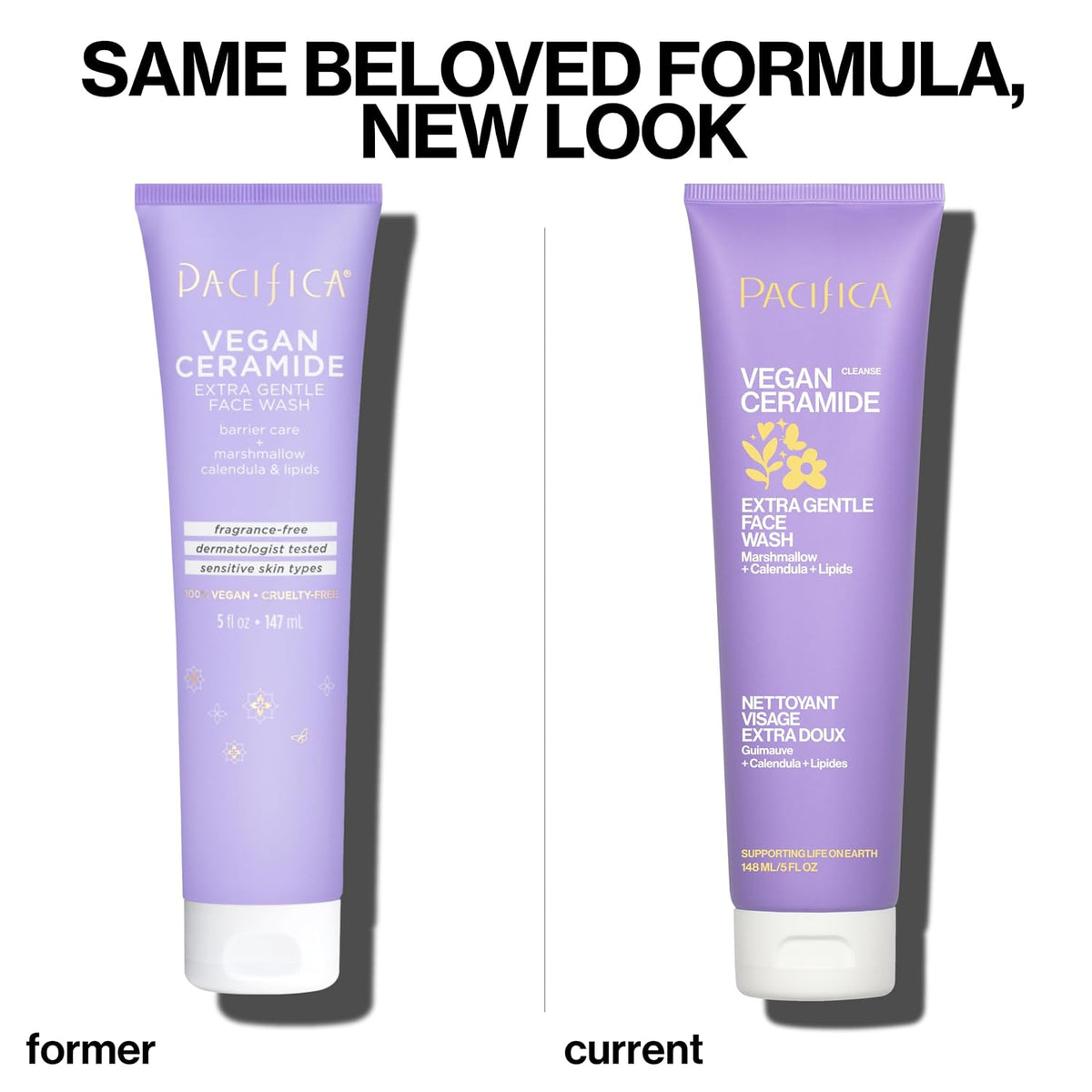 Pacifica Face Wash for Sensitive Skin Facial Cleanser Vegan Ceramide Barrier Repair Extra Gentle for Daily Fragrance Free for Sensitive Skin, Clean Beauty, Vegan & Cruelty-Free Dermatologist Tested