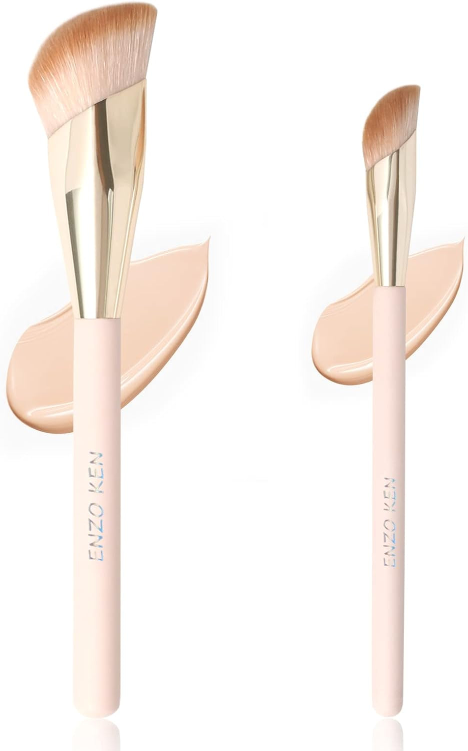 ENZO KEN Natural Hair Makeup Brush Set Professional, Fox Hair Makeup Brushes Set with Case, Gold Cosmetic Brushes Makeup Set, Natural Makeup Brushes, Natural Hair Make up Brushes Set Professional.