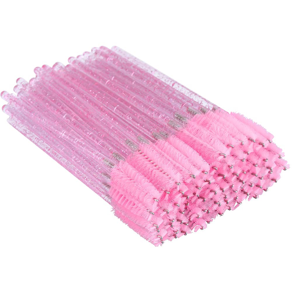 100PCS Eyelash Mascara Brushes, Disposable Lash Spoolies, Crystal Eyelash Brush Makeup Kits for Eyelash Extensions and Eyebrow Brush