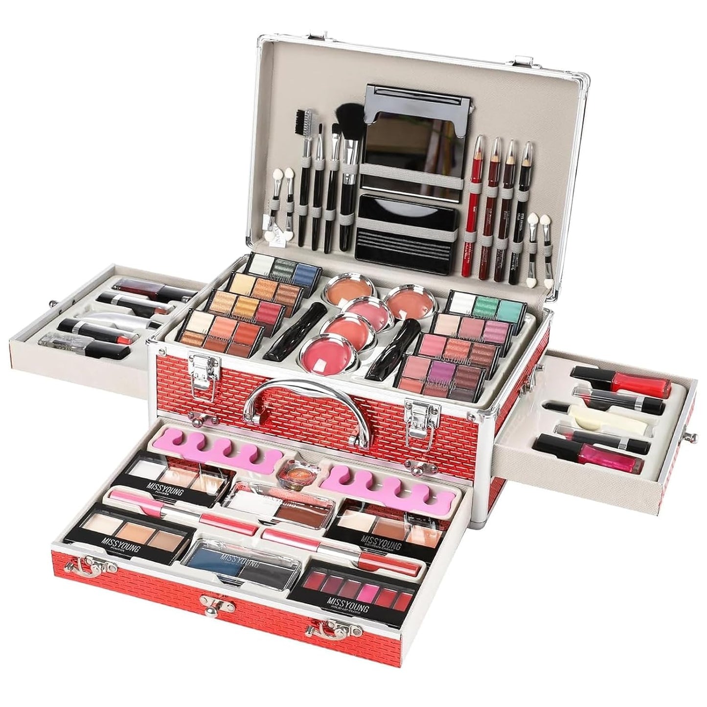 All in One Makeup Kit for Teens, 106 Pcs Professional Makeup Kit for Women Full Kit, Include Eyeshadow Palette, Lipstick Set, Concealer, Foundation, Lipgloss, Make-up Brush(Silver)