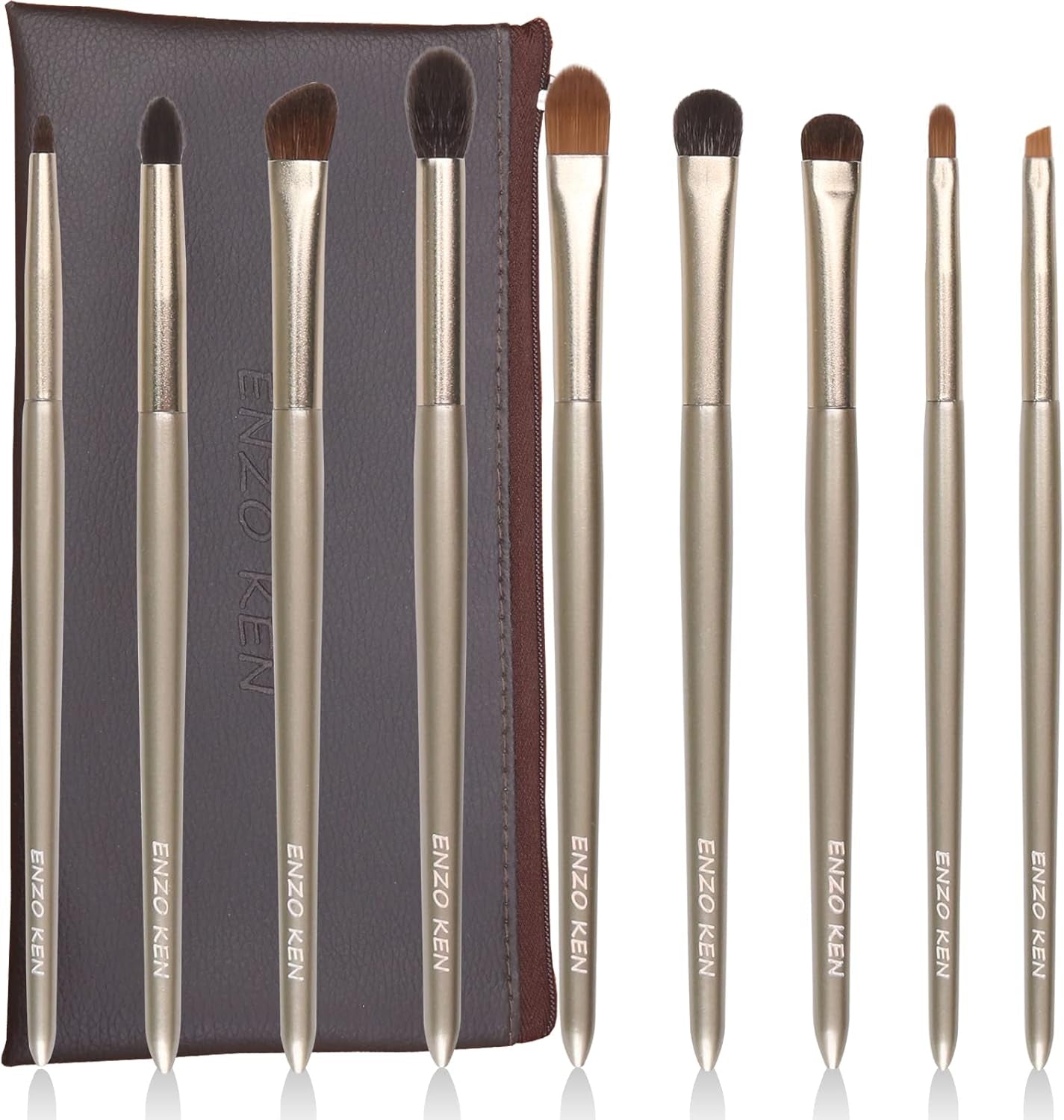 ENZO KEN Natural Hair Makeup Brush Set Professional, Fox Hair Makeup Brushes Set with Case, Gold Cosmetic Brushes Makeup Set, Natural Makeup Brushes, Natural Hair Make up Brushes Set Professional.