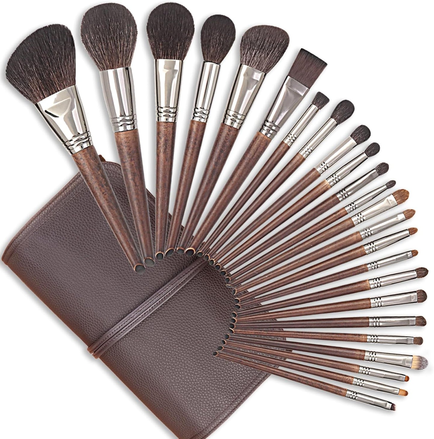 ENZO KEN Natural Hair Makeup Brush Set Professional, Fox Hair Makeup Brushes Set with Case, Gold Cosmetic Brushes Makeup Set, Natural Makeup Brushes, Natural Hair Make up Brushes Set Professional.