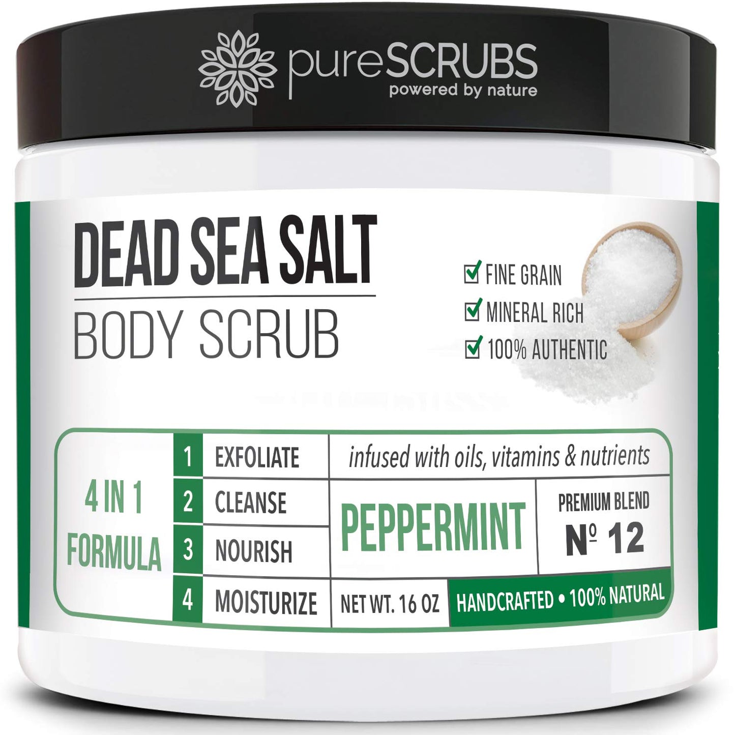 Purescrubs Premium Coconut Body Scrub Set - Large 16Oz Dead Sea Salt Body Scrub with Infused Essential Oils & Nutrients, Includes Wooden Spoon, Loofah & Oatmeal Exfoliating Bar Soap