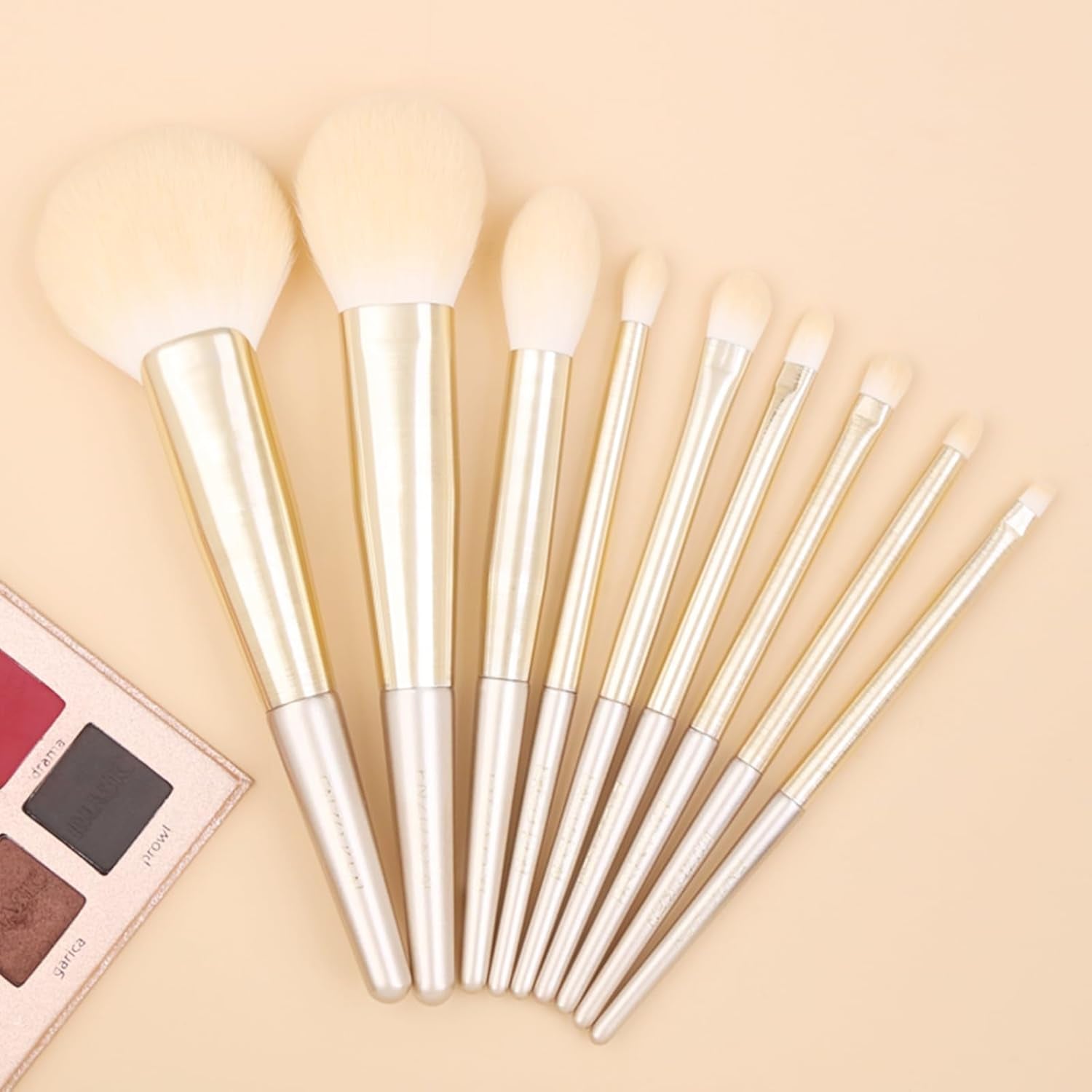 ENZO KEN Natural Hair Makeup Brush Set Professional, Fox Hair Makeup Brushes Set with Case, Gold Cosmetic Brushes Makeup Set, Natural Makeup Brushes, Natural Hair Make up Brushes Set Professional.
