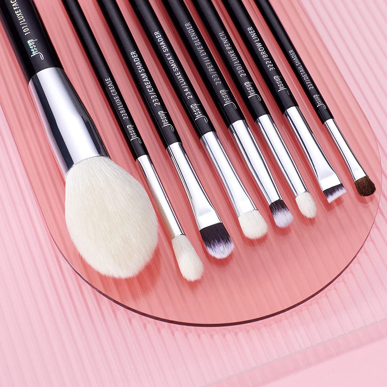 Jessup 25Pcs Professional Makeup Brush Set Foundation Powder Concealer Eyeshadow Blending Blush Highlighter Natural-Synthetic Hair Brushes (Black/Silver),T175