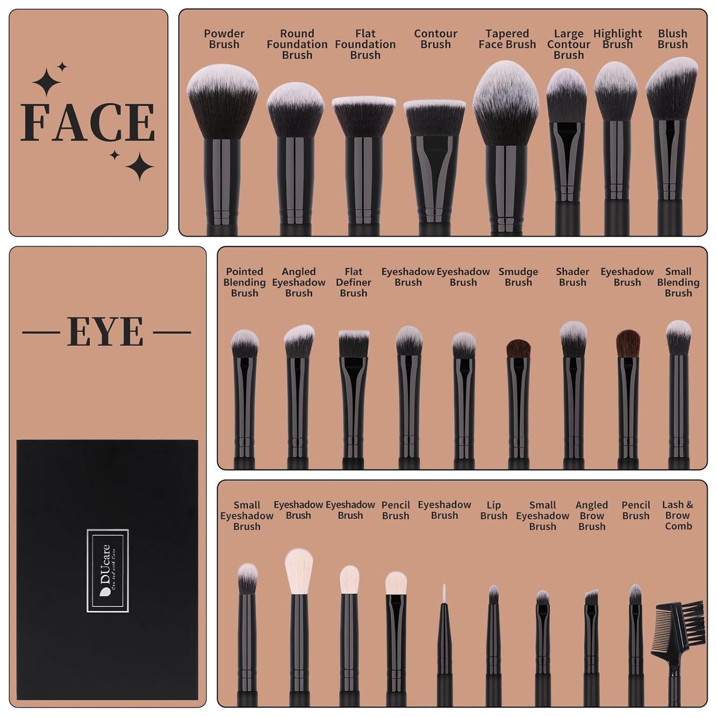 Transform Your Beauty Routine with the Ducare 27-Piece Professional Makeup Brush Set – Achieve Flawless Foundation, Seamless Blending, and Stunning Eye Looks!
