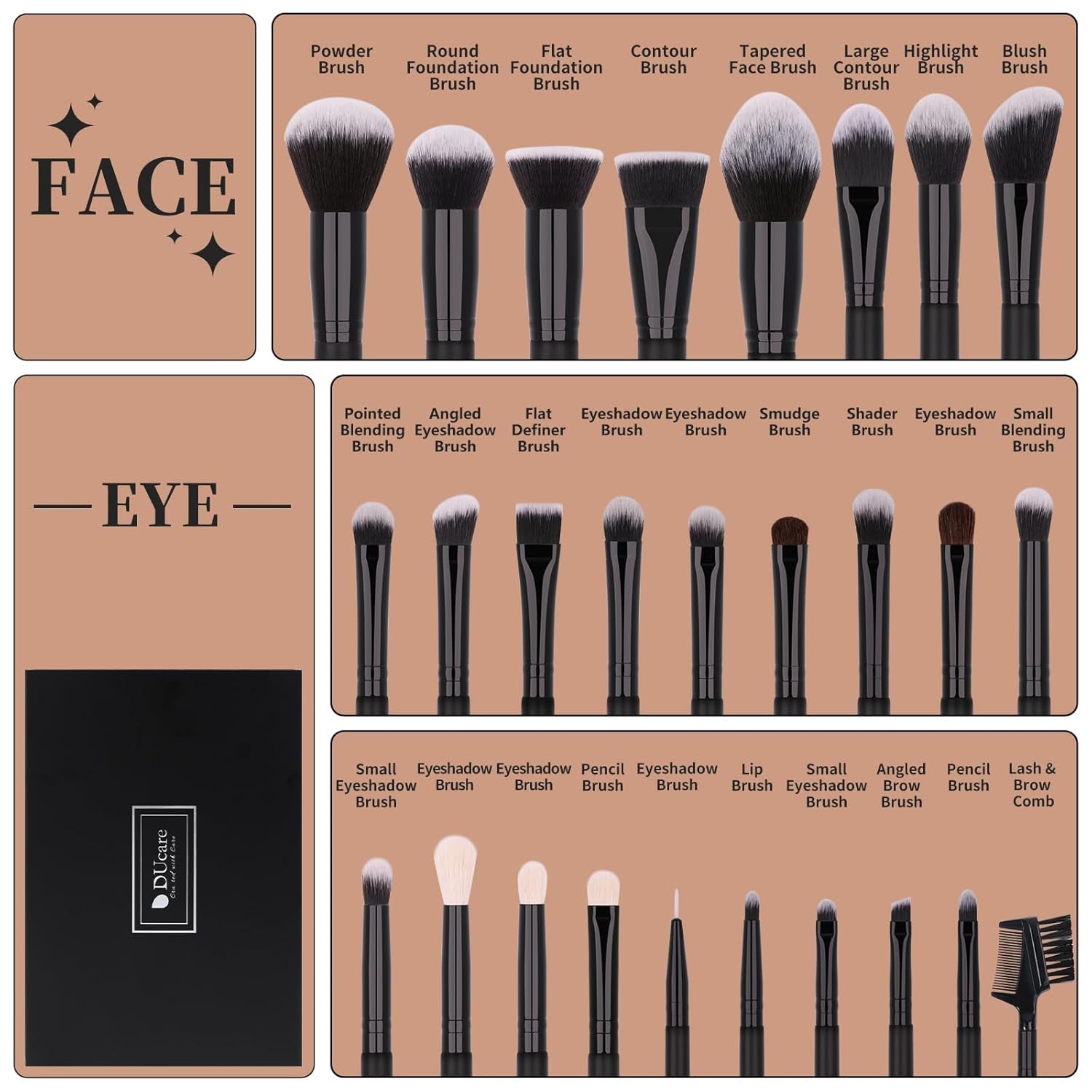 Transform Your Beauty Routine with the Ducare 27-Piece Professional Makeup Brush Set – Achieve Flawless Foundation, Seamless Blending, and Stunning Eye Looks!
