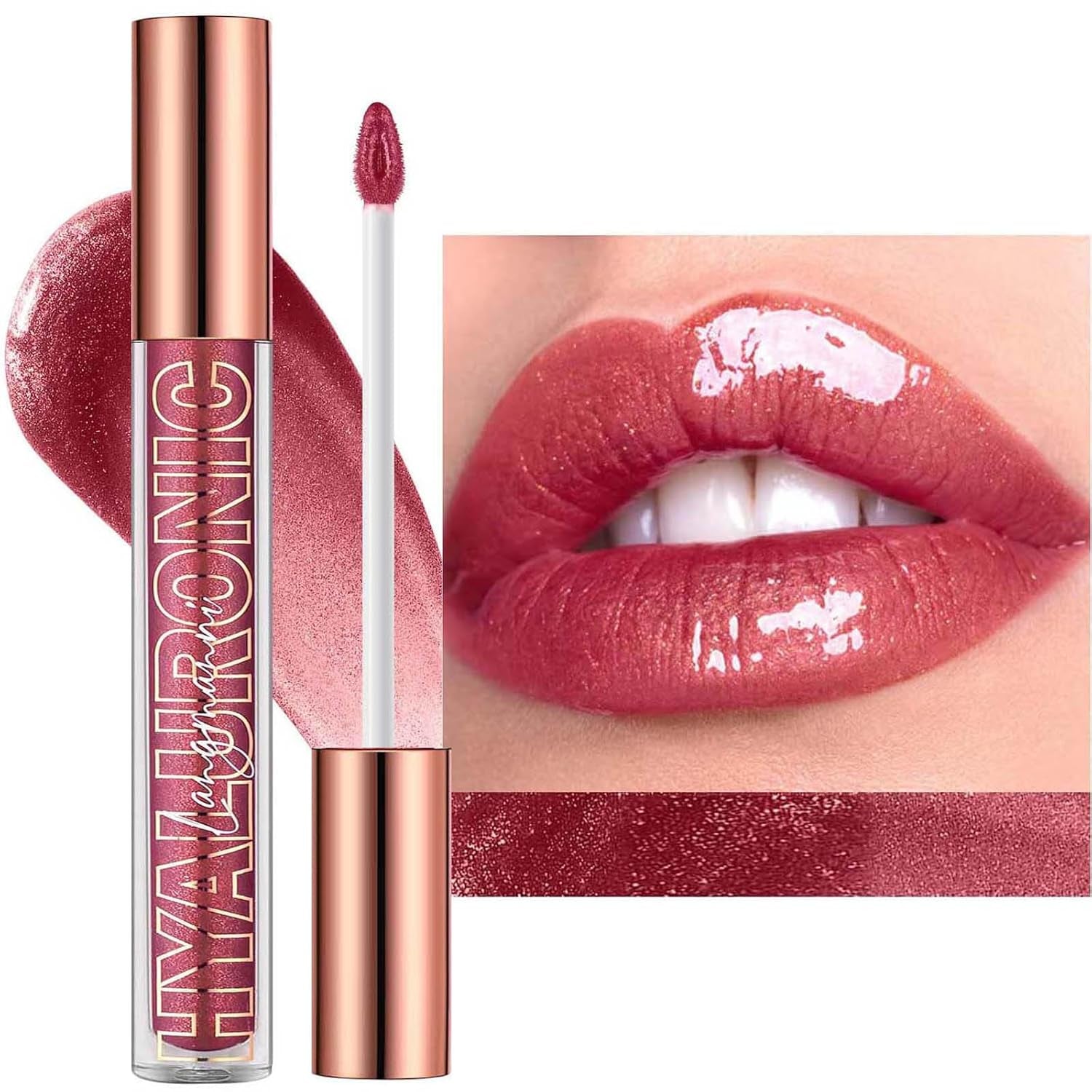 Nude Brown Plumping Glitter Lip Gloss - High Pigment, Long Lasting, Moisturizing Shine for Women & Girls (02#)